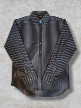 Red Level Nine Dress Shirt Black White Pinstripe Long Sleeve Business Casual XXL